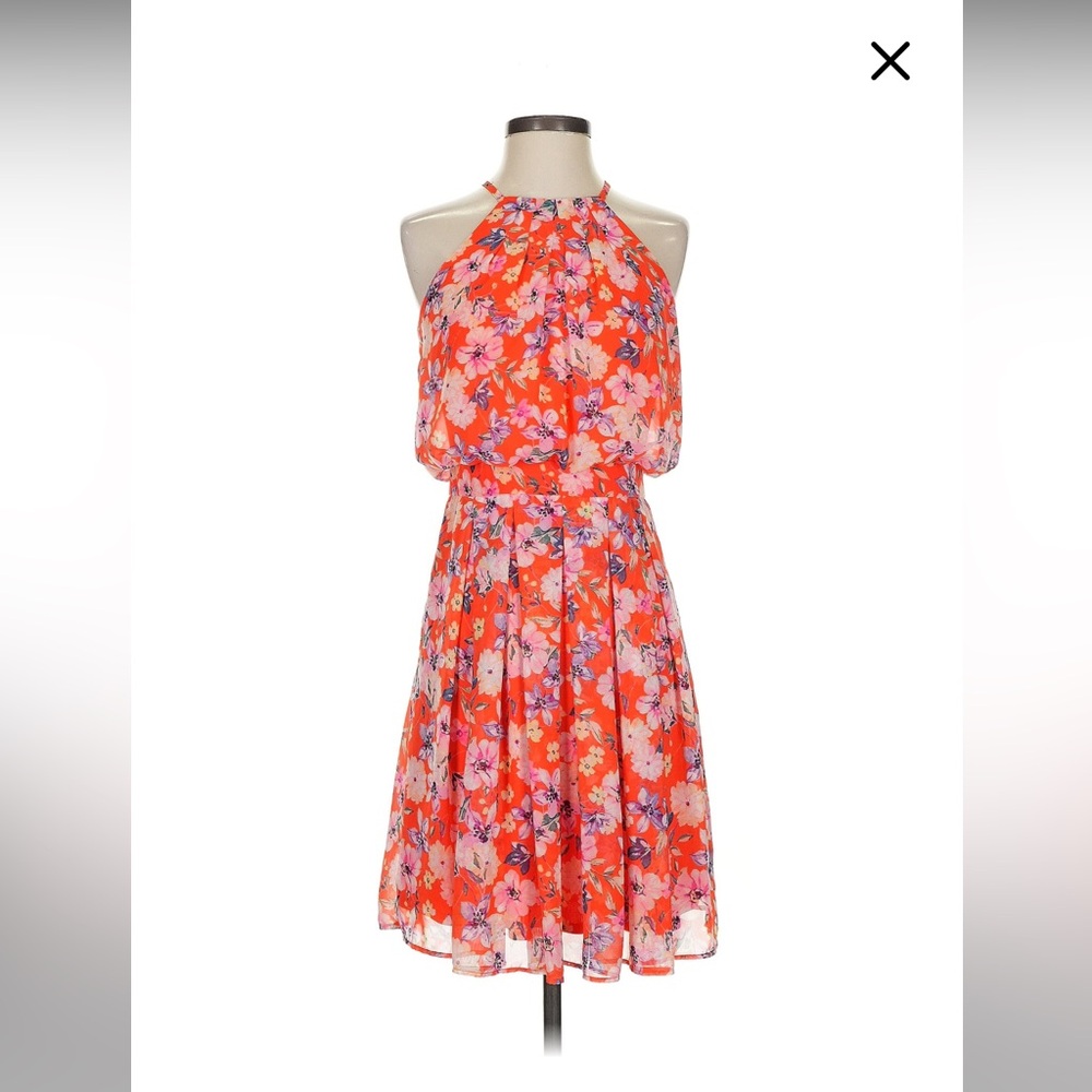 Eliza J floral orange halter dress